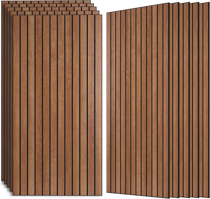 AUTORIFIC Wood Veneer Sound Panels, 10 Pack 47.2”x23.6” Wall Panels, Decorative Acoustic Panels for Walls, for Office,Home Theater,Studio,Living Room, Cherry(Mitred)