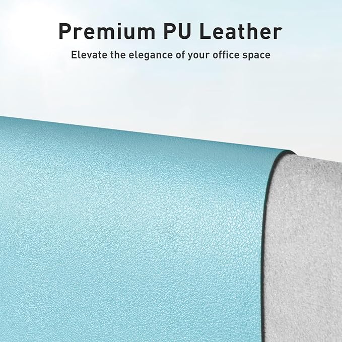 Aothia Large PU Leather Desk Pad Protector – Non-Slip Mouse Pad & Writing Mat for Office/Home, Waterproof, Easy to Clean(23.6" x 13.7", Blue Topaz)