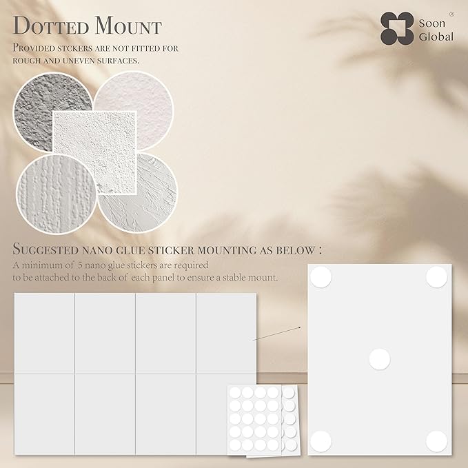 Soon Global 8-Pack Acoustical Wall Panels,48 X 32 Inches Sound Absorbing Panels, Decorative Acoustical Wall Panels, Acoustic Treatment for Recording Studio, Ethereal Illumination