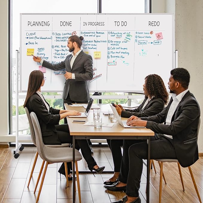 maxtek Rolling Whiteboard, 72x48 Large Double-Sided White Board Dry Erase on Wheels, Giant Magnetic White Board Standing for Office, School, Home Office, Homeschool(72 x 48)