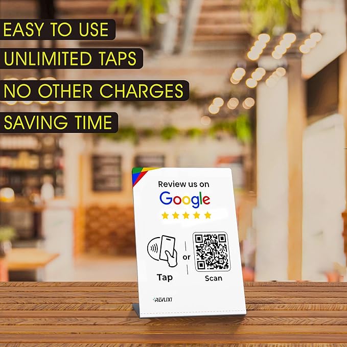 REVLIXI Google Review Stand (2 PCS) -Boost Google Reviews w/Reusable Google Review Tap Card Stand & QR Code Stand- No App No Subscription - Compatible with iPhone & Android - Grow with Google Reviews