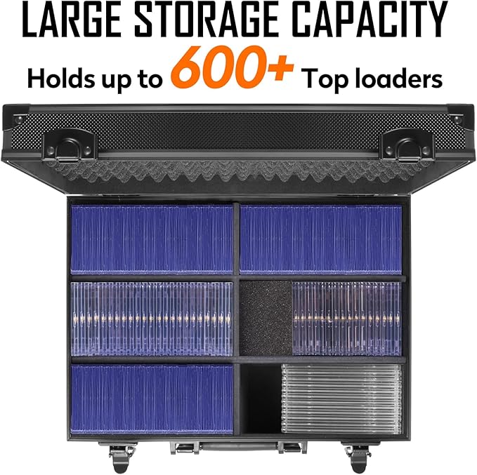 MewVeer Top Loader Case, Trading Card Storage Box with Key Lock for Sports Cards, Trading Cards, Hard Case Holds 600+ Top Loaders or 130+ 35pt One Touch