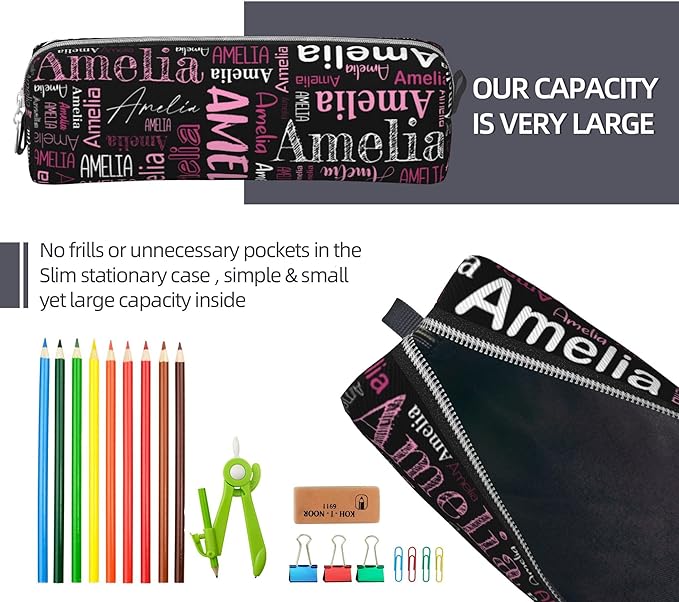 Custom Pencil Case, Customized Pencil Pouch With Zipper, Durable Personalized Pencil Bag, Stationery Desk Organizer Bags For Teens Boy Girls Kids Women