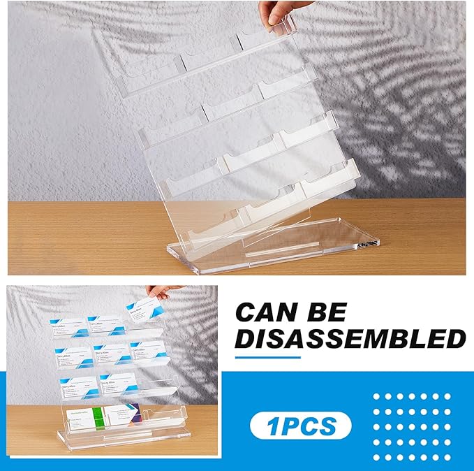 Dunzoom Business Card Holder for Desk 12 Slots Clear Gift Card Display Acrylic Business Holder Display Stand Multiple Organizer for Office Meeting Exhibition Home