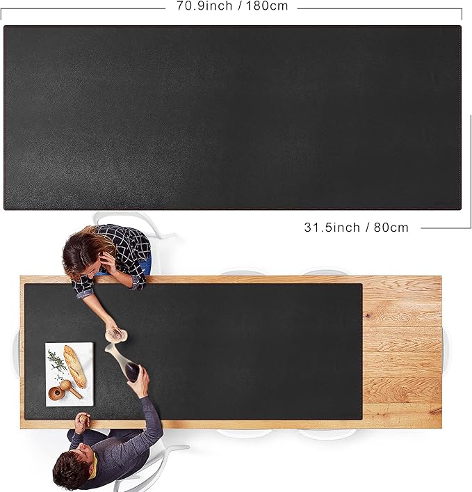 ZORESYN Conference Table Pads (70.87" x 31.5") - PU Leather Extended Large Mouse pad Office Desk Mat - Nonslip Base and Waterproof Desktop Writing Pad Mouse Mat (Black)