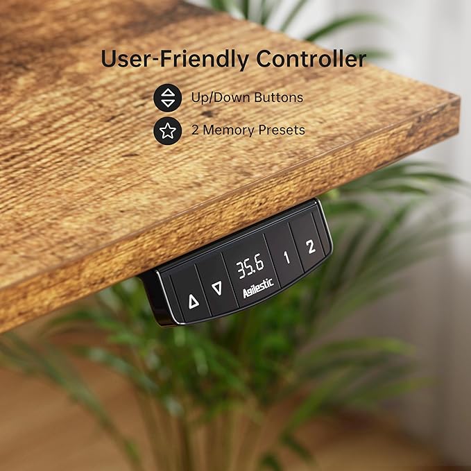 Agilestic Height Adjustable Desk with 2 Drawers, 55 x 24 Inches Electric Standing Desk, Stand up Computer Table with Memory Preset, for Work Office Home, Dark Brown