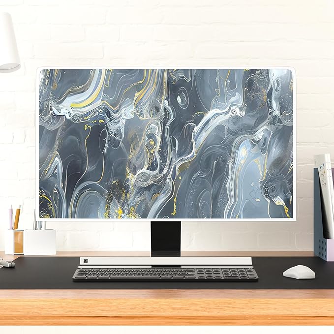 Baocicco Gray Gold Marble Waterproof 80 Inch TV Dust Cover Anti-Static Dustproof Protective Aesthetic Texture Screen TV Covers Full Body Cover for Television Screen Desktop PC LED LCD OLED
