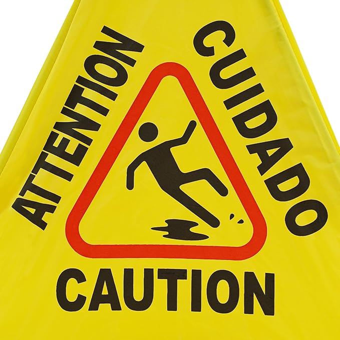 20 inch Wet Floor Sign 6 Pcs, Pop up Foldable Wet Safety Signs with Storage Tube Commercial Caution Safety Cone Pop up Caution Sign, for Stores Grocery Restaurant Restroom Office Hotel (6)