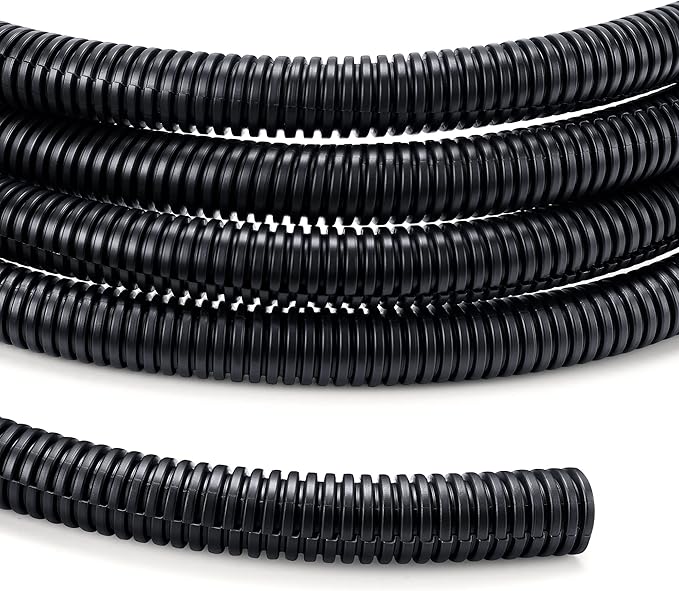 Wire Loom Tubing 1/4"-6.6ft 3/8”-6.6ft 1/2”-6.6ft, YCLYC Split Loom Cord Protectors, Flexible Wire Conduit Automotive, Black