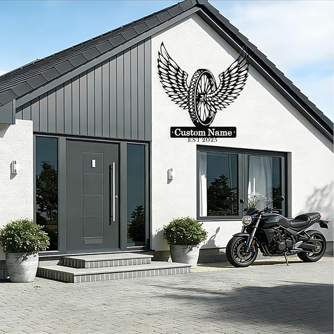 Custom Motorcycle Wheel Metal Signs Personalized Biker Name Sign Custom Garage Decor Motorbikes Wall Art Decor Motorcycle Sign Men Room Decorate Gifts for Men Husband Rider