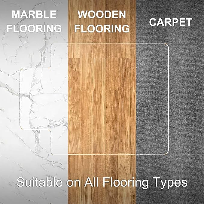 MESAILUP Beveled Edge Irregular Office Chair Mat with Lip for Carpet or Hardwood Floor Crystal Clear 36" x 48" Smooth Glide and Easy Roll On/Off, Heavy Duty and Non-Slip Pad Floor Chair Mat with Lip