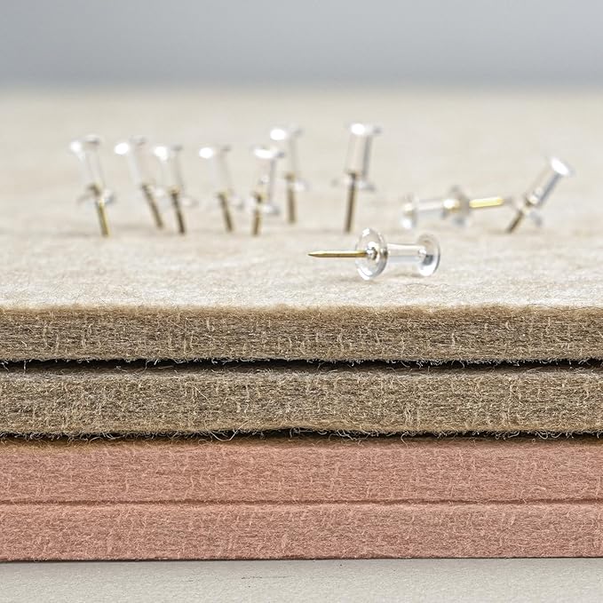 Bulletin Board, 24 x 18 inches Felt Board Decorative Pin Board, Cork Board Alternative for Wall, Foldable Photo Board Self-Adhesive Vision Board Mood Board with 20 Pushpins - Mauvey Pink