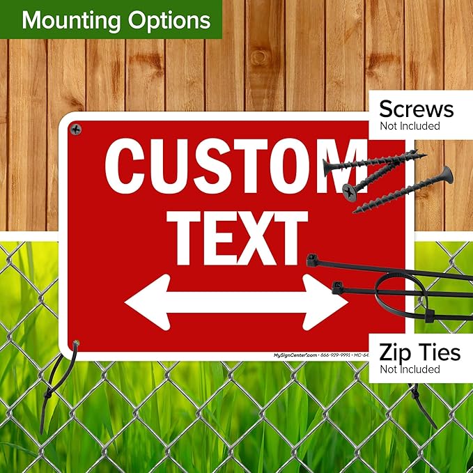 Custom Arrow,Custom Directional Sign, Two way Arrow,7x10 Inches, Rust Free .040 Aluminum, Fade Resistant, Made in USA by My Sign Center