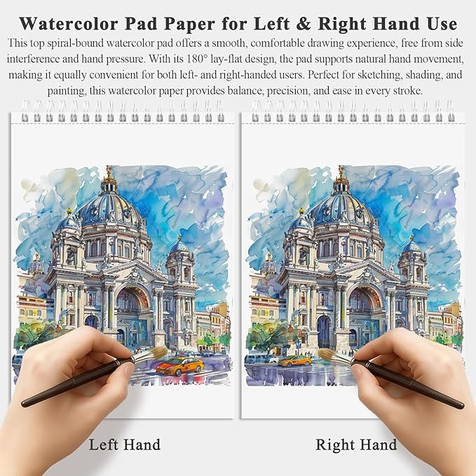 Fuxi Water Color Paper 11x14, Large Watercolor Paper 140 lb Cold Press, 32 Sheets (64 Pages) Watercolor Notebook, Water Color SketchBbooks for Adults Art Spplies.