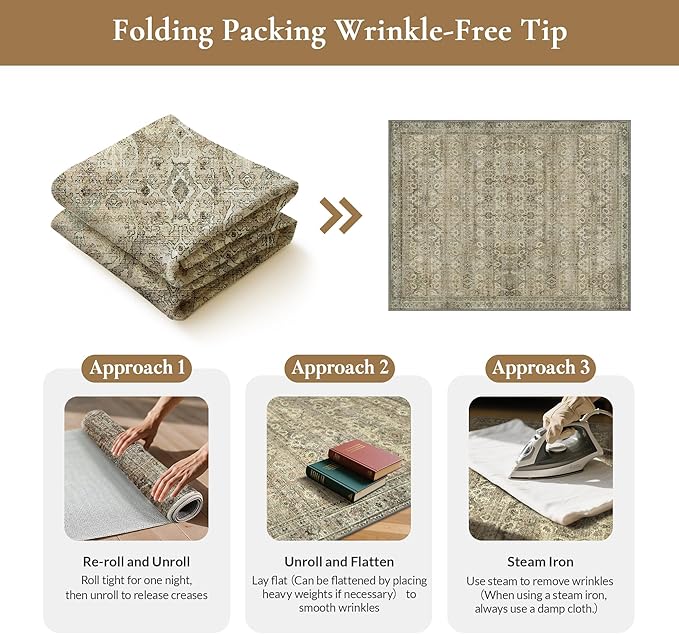 GENIMO 2x10 Runner Rugs for Hallway, Machine Washable Non Slip Vintage Rugs, Low Pile Lightweight Soft Print Rug for enrtyway, Corridor, Home Office, Kitchen, Green Khaki