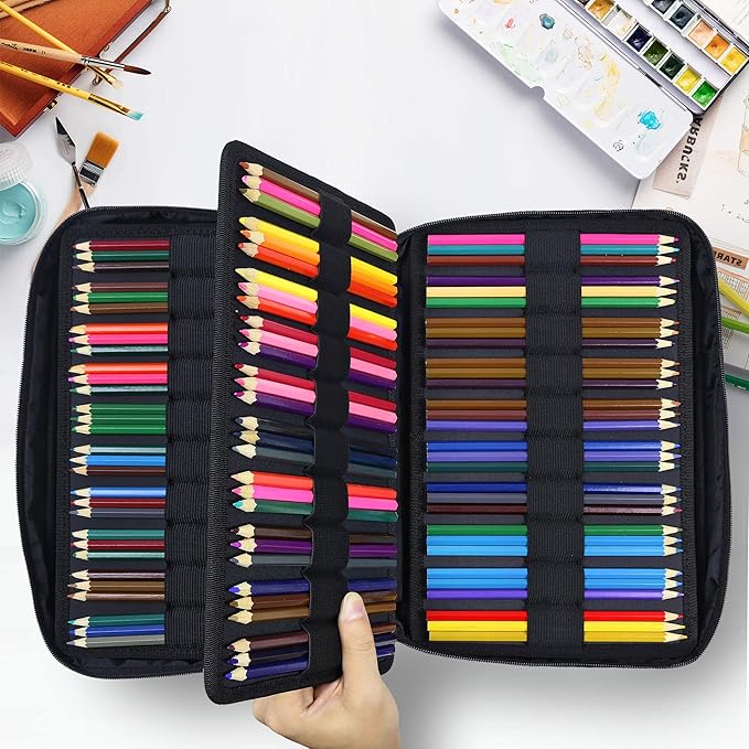 YOUSHAERS 300 Slots Pencil Case - Color Pencil Case Organizer Pen Case with Multilayer Holder for Prismacolor Colored Pencils & Gel Pen (Leaves)