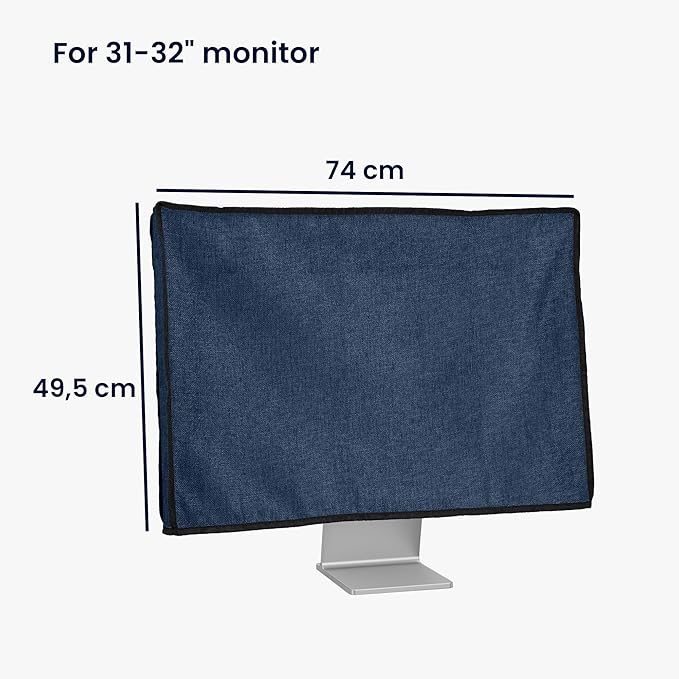 kwmobile Dust Cover for 31-32" Monitor - Linen Monitor Display Protector - Protect Your Computer Screen - Blue Grey