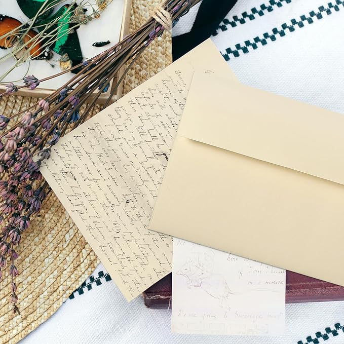 Goefun Cream Blank Cards and Envelopes, 5x7 Folded Ivory Cardstock and A7 Envelopes Self Seal 100 Pack for Wedding, Invitations, DIY Greeting Cardstock, Thank You Cards & All Occasion