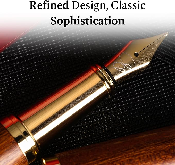 Ellington Pens Luxury Wood Fountain Pen Set – Extra Fine Nib - Includes Wooden Pen Gift Box, Ink Converter, 6 Ink Cartridges – Wood Pen For Writing, Calligraphy, Journaling, Drawing (Rosewood)