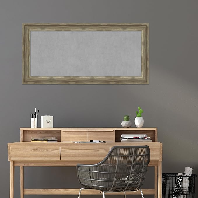 Amanti Art Grey Framed Magnetic Board 26x54 Oversize Vision Board for use with Magnets, 100% Metal Sheet to Display Items as Office Decor or for Home Organization in mudroom, Kitchen or Kids Room