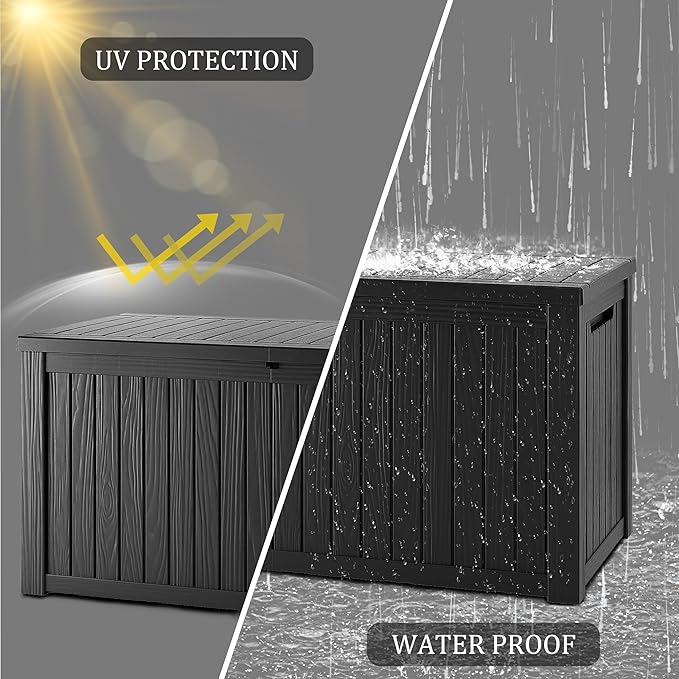 Yardgrace Heavy-Duty 270 Gallon Waterproof Deck Storage Box, Outdoor Storage for Garden & Patio, Lockable Resin Storage Chest for Pool Accessories, UV-Resistant, Onyx Black