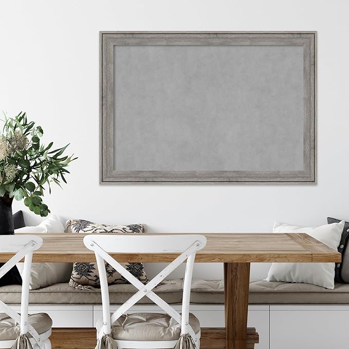Amanti Art Grey Framed Magnetic Board 29x41 Large Vision Board for use with Magnets, 100% Metal Sheet to Display Items as Office Decor or for Home Organization in mudroom, Kitchen or Kids Room