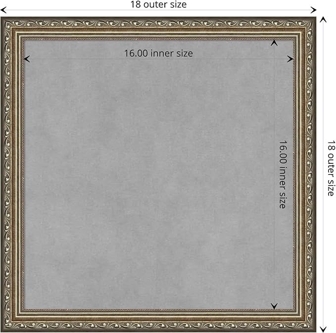 Amanti Art Silver Framed Magnetic Board 18x18 Small Vision Board for use with Magnets, 100% Metal Sheet to Display Items as Office Decor or for Home Organization in mudroom, Kitchen or Kids Room