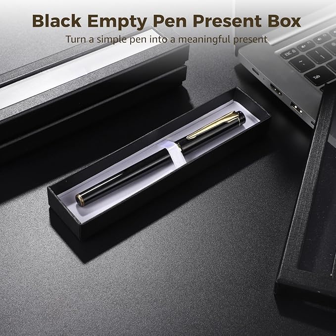 OMISTAR 50 PCS Pen Gift Box Empty Cases with Clear Lid, Black Ballpoint Pen Gift Box Pen Jewelry Display Box for Jewelry Gift Business Birthday Souvenir Office Supplies (50PCS)