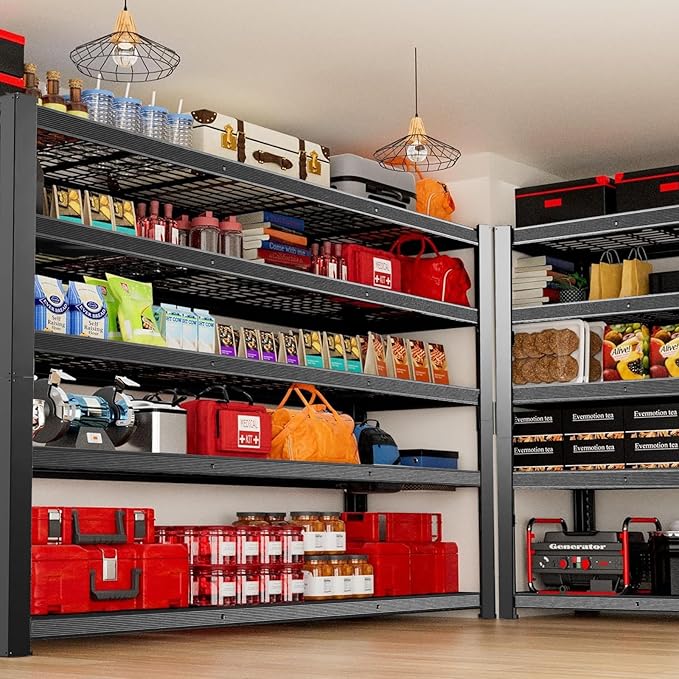 ZEUKMXOO 62" W 3050LBS Storage Shelves Unit,5 Tier Heavy Duty Metal Shelving Unit and Storage Large Rack,72" H x62 W x24 D Adjustable Metal Shelving Unit,Garage Shelves for Basement,Warehouse