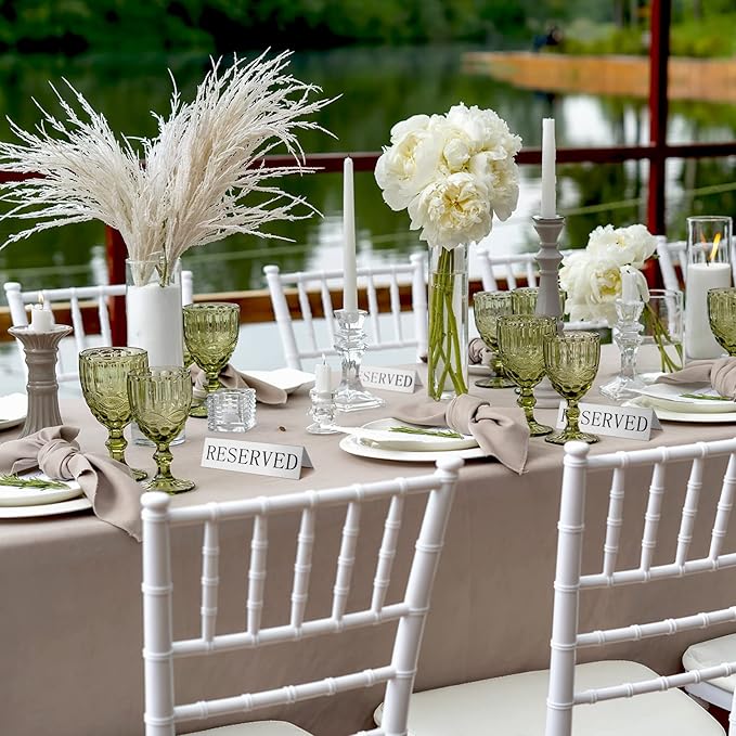 Peryiter Metal Reserved Table Signs Metal Reserved Sign Double Sided Table Stand Tents Seating Tent for Wedding Restaurant Ceremony, 5.91 x 3.15 Inch(Silver,36 Pcs)