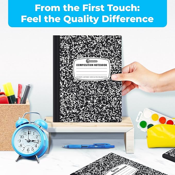 Rosmonde 5000 Pack (Pallet) Composition Notebooks Bulk, College Ruled, 200 Pages (100 Sheets), 9-3/4 x 7-1/2, Bulk Supplies for School Districts, Black Marble Notebook, 4-7 Days Transit