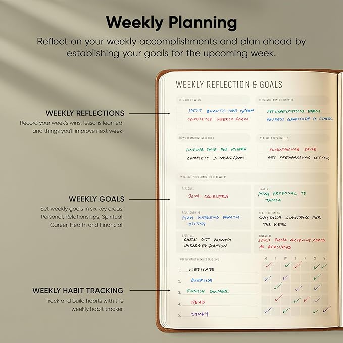 PRODUCTIVITY STORE Pro - Undated, 2026 Planner, 5.8” x 8.3” - The #1 Productivity Planner to Achieve Your 2026 Goals - Planner 2026-2027 - Brown - A5