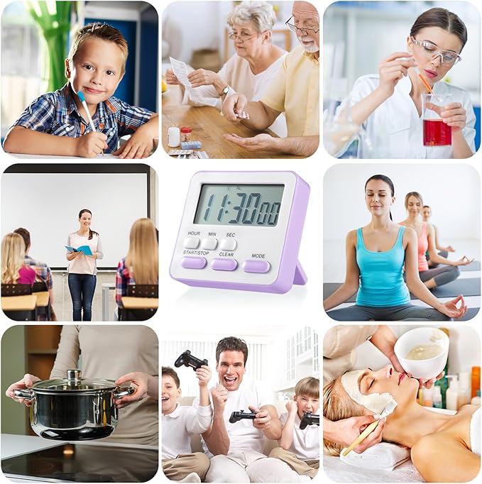 Weewooday 12 Pcs Digital Kitchen Magnetic Timer Bulk Classroom Count up Countdown Timer Large Digits Egg Loud Alarm Cute Desk Stopwatch for Teacher Kids Cooking Office(Pastel Colors,Classic Style)