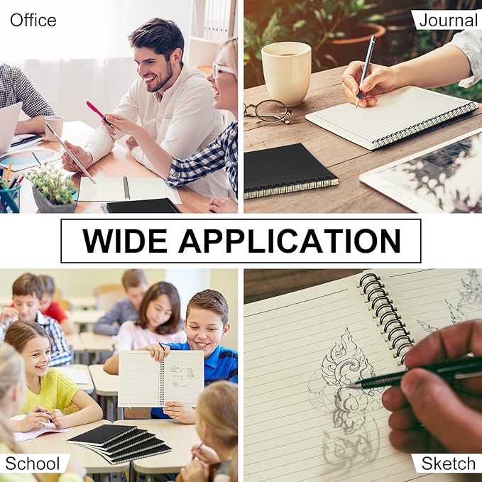Yahenda 180 Pcs Spiral Notebook Bulk A5 Journal Lined 8.3'' x 5.5'' Writing Composition Paper Small Notepad Subject Notebook for Students Office Business Back to School Supplies (Black)