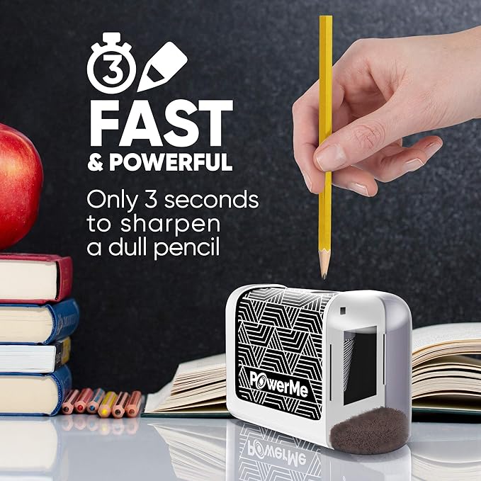 Battery-Operated Electric Pencil Sharpener for Kids, School, Home, Office - for No. 2 Pencils and Colored Pencils