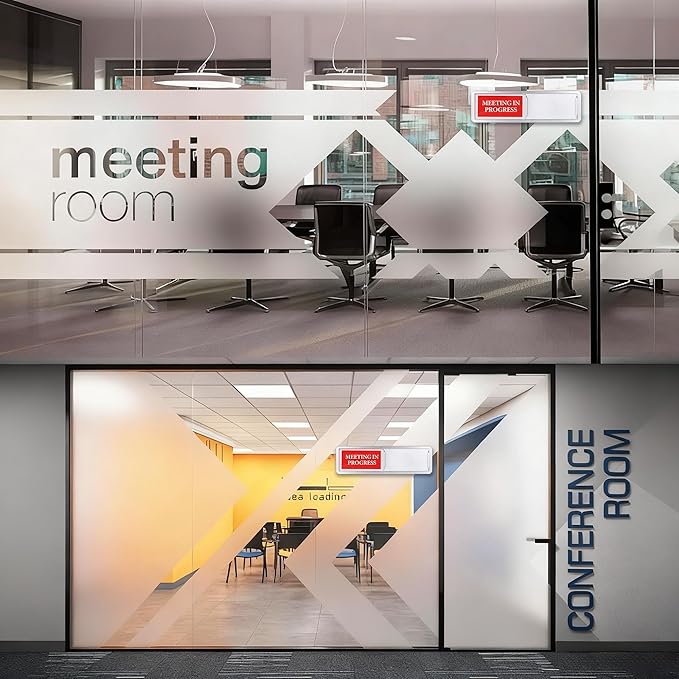 Meeting in Progress or Vacant Door Sign, Sliding Status Indicator Sign for Office, Conference Room, Home, Hospital, Hotel – Magnetic Adhesive Acrylic Privacy Signs