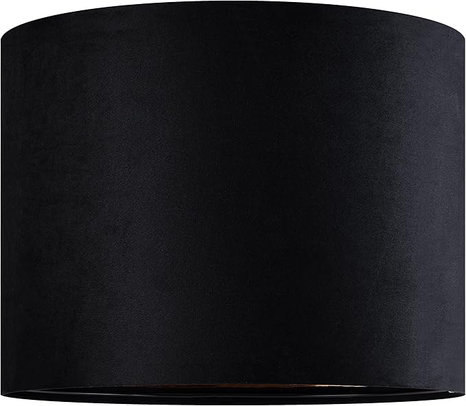 GO&SO Black Velvet Lamp Shades Set of 1 Large Drum Lampshades -16" Top x 16" Bottom x 12" High(Spider) Traditional Fabric Lamp Shade for Table Lamps - Replacement Lampshade - Assembly Required