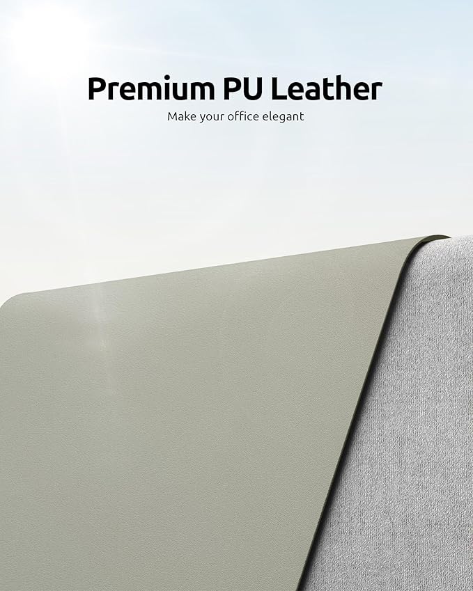 YSAGi Leather Desk Pad Protector, Office Desk Mat, Large Mouse Pad, Non-Slip PU Leather Desk Blotter, Laptop Desk Pad, Waterproof Desk Writing Pad for Office and Home (Olive Beige, 23.6" x 13.8")