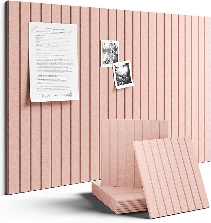 Fluxynara Large Felt Bulletin Board 36" x 24" Cork Board Alternative-6 Pack with 40 Safe Removable Adhesive Tabs, Cork Boards for Walls Cork Board for Home Office Classroom Pin Board (Pink)