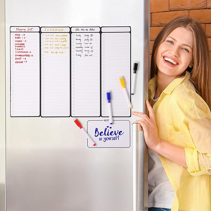 Mr. Pen- 4" x 12" Magnetic Dry Erase to Do List, 11 pcs, 4X Dry Erase to Do List White Board, 6X Colorful Whiteboard Markers and 6" x 4" Magnetic Whiteboard Note