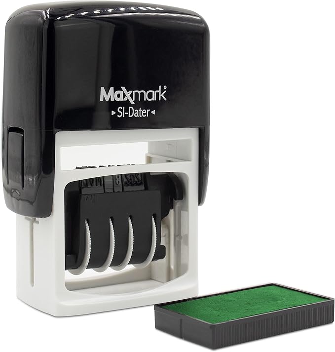 MaxMark Dater 4000 Self Inking Date Stamp - Green