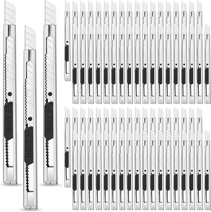 Willbond 200 Pcs Box Cutters Utility Knife Small Retractable Snap off Box Cutters 9 mm Wide Blade Cutter for Letter or Small Box Opening and Paper Cutting and DIY Craft for Home Office Craft Hobby Use