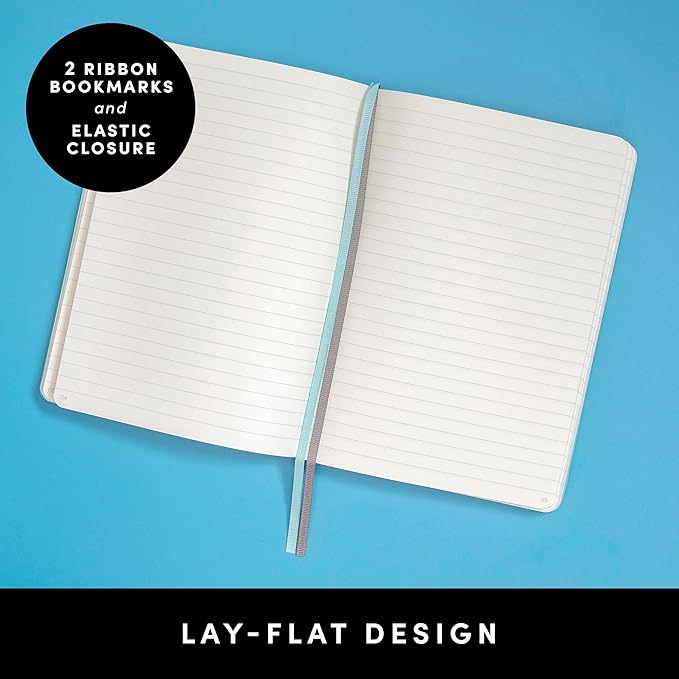 PAPERAGE Lined Journal Notebook, (Turquoise), 252 Pages, Medium 5.6 in x 8 in - 100 GSM Thick Paper – Hardcover Journaling Notebook for Work, School & Note Taking