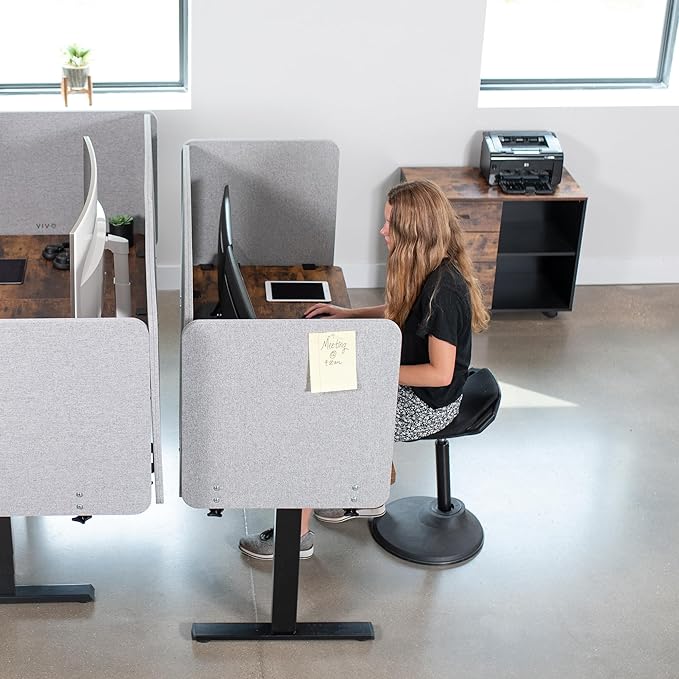 VIVO Clamp-on Privacy Panels 60 x 24 inch (x1), 24 x 24 inch (x2), Sound Absorbing Cubicle Desk Dividers, 3 Acoustic Partitions, Gray, PP-3-V108G