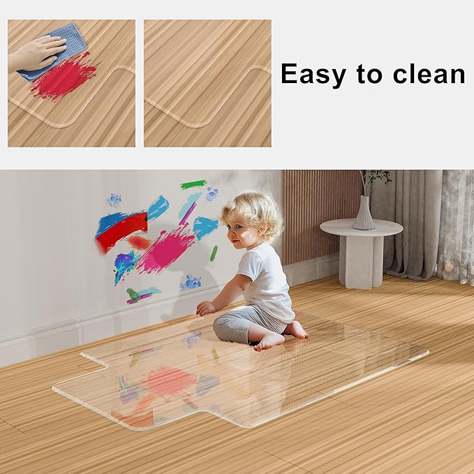 MESAILUP Beveled Edge Irregular Office Chair Mat with Lip for Carpet or Hardwood Floor Crystal Clear 36" x 48" Smooth Glide and Easy Roll On/Off, Heavy Duty and Non-Slip Pad Floor Chair Mat with Lip