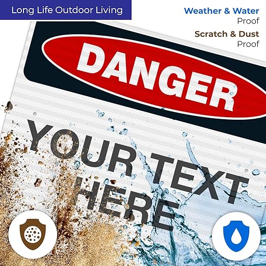 Custom Danger Sign, OSHA Sign, 24x30 Inches, 3M EGP Reflective .080 Aluminum, Fade Resistant, Indoor/Outdoor Use, Made in USA