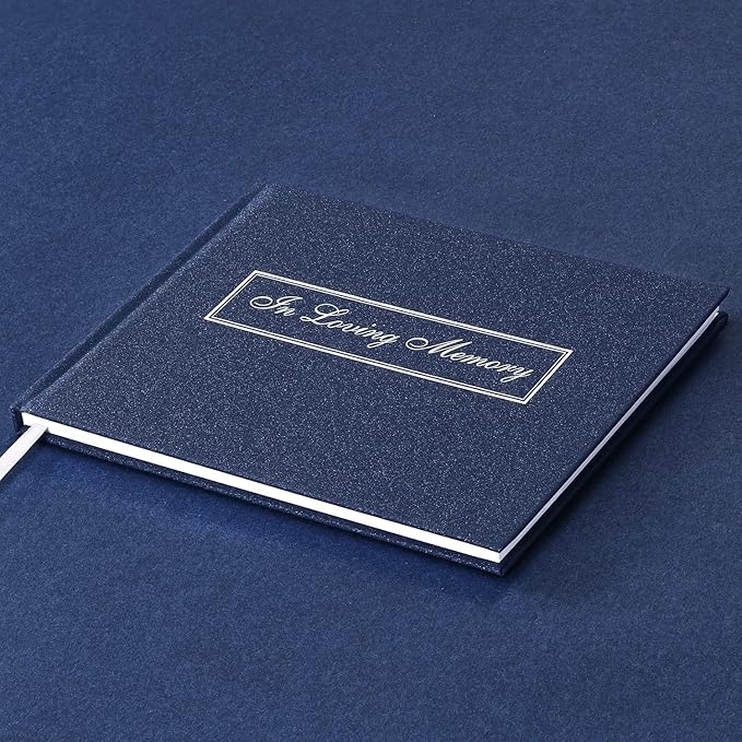 Spacobo Funeral Guest Book for Memorial Service in Loving Memory Guest Book for Funeral Guest Sign in Book (Book, Navy)
