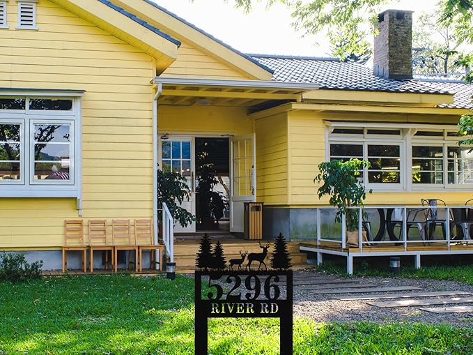 Personalized Deer Metal House Numbers with Stake,Custom Address Yard Signs with Stakes, Custom House Numbers for OutsidePersonalized House Number Sign, Personalized Housewarming Gifts
