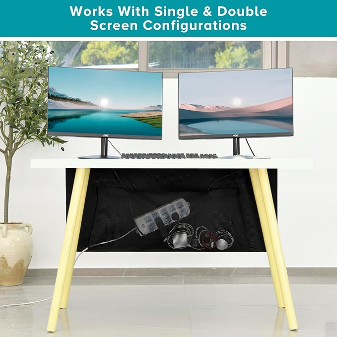 Modern Household Innovations Under Desk Privacy Panel 59 in. Wide Modesty Panel for Desk - 17 in. Tall Desk Skirt for Office Desk with Cable Management Net Perfect for 60 in. Work Station