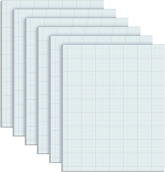 Ctosree 6 Pcs 8.5 x 11 Quadrille Pads 10 Squares Per Graph Paper Pad Back to School Engineer Grid Paper Pad for School Supplies 50 Sheets/Pack